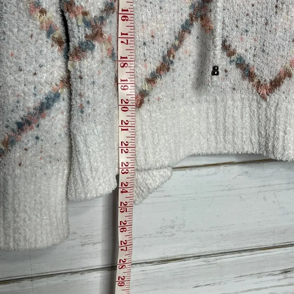 POL Knit Hoodie Sweater Size Small V-Neck Pullover Diamond Pattern